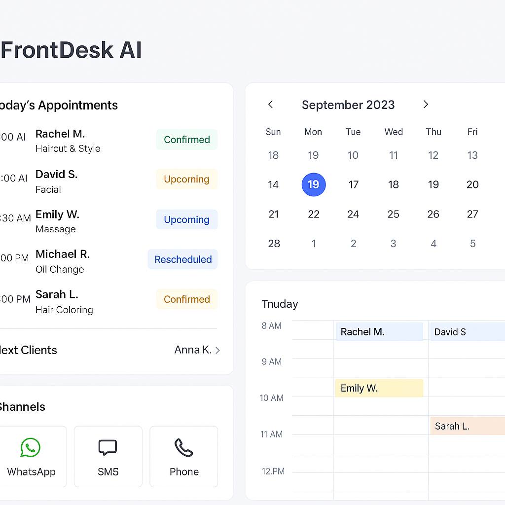 ALB FrontDesk AI web dashboard overview