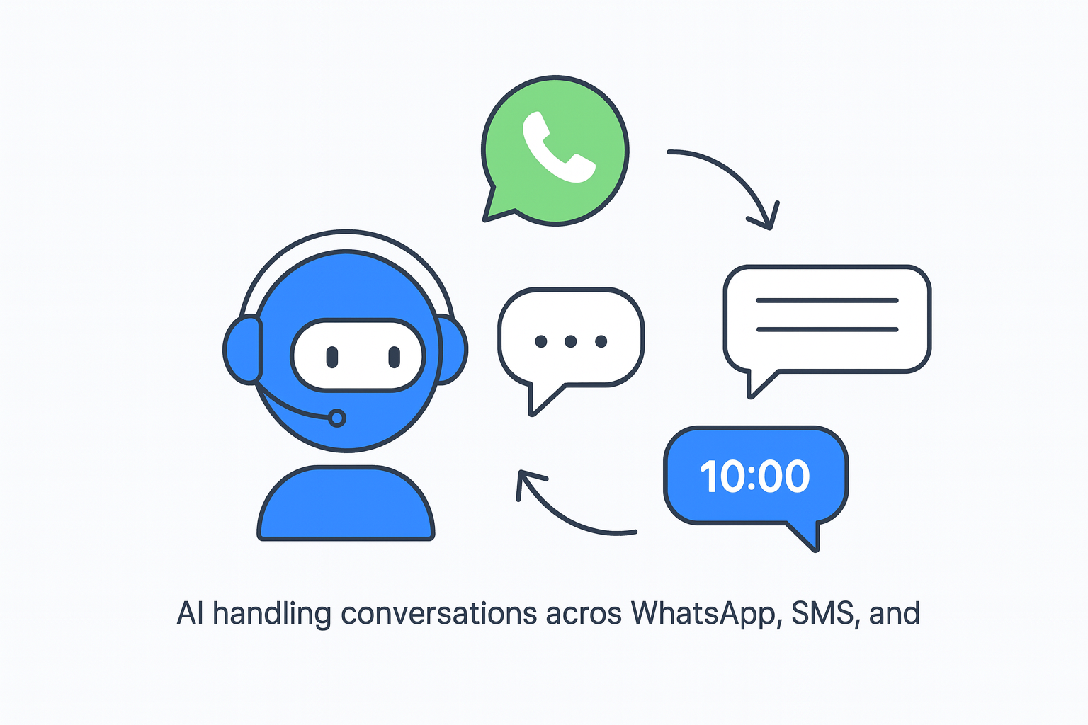 AI handling conversations across WhatsApp, SMS, and voice